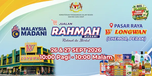 Jualan Rahmah di cawangan Pasaraya Longwan Chemor, Perak dari 26 - 27/9/2026