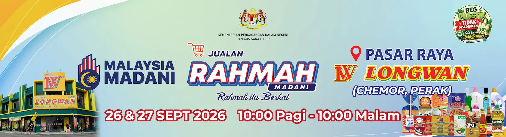 Jualan Rahmah di cawangan Pasaraya Longwan Chemor, Perak dari 26 - 27/9/2026