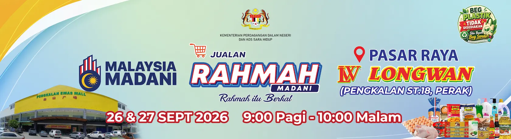 Jualan Rahmah di cawangan Pasaraya Longwan Pengkalan St. 18, Perak dari 26 - 27/9/2026