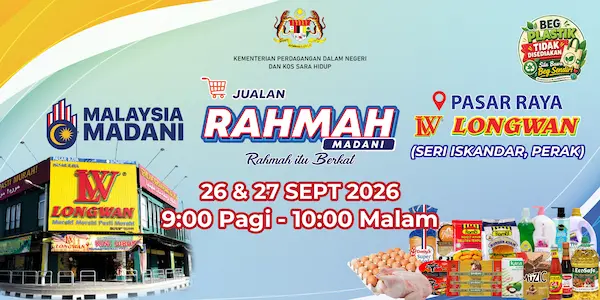 Jualan Rahmah di cawangan Pasaraya Longwan Seri Iskandar, Perak dari 26 - 27/9/2026