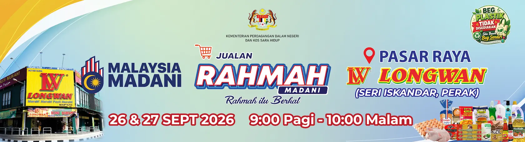 Jualan Rahmah di cawangan Pasaraya Longwan Seri Iskandar, Perak dari 26 - 27/9/2026