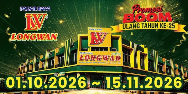 Promosi BOOM Ulang Tahun ke-25 di cawangan Pasaraya Longwan dari 1/10 - 15/11/2026