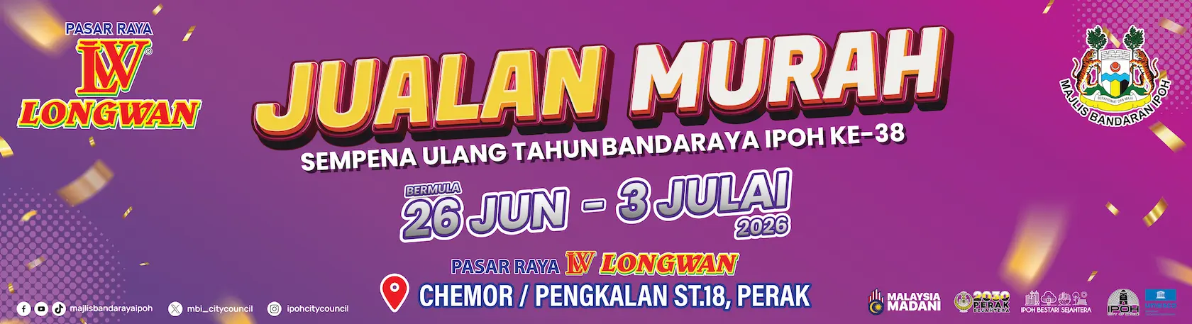 Jualan Murah pada 26 Jun-3 Jul 2026 di Pasaraya Longwan Chemor & Pengkalan Station 18, Perak.