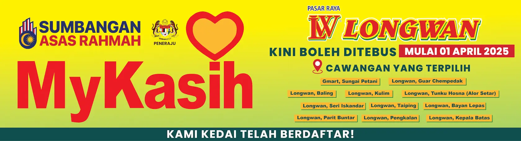 MyKasih kini boleh ditebus di cawangan Pasaraya Longwan & Gmart terpilih.