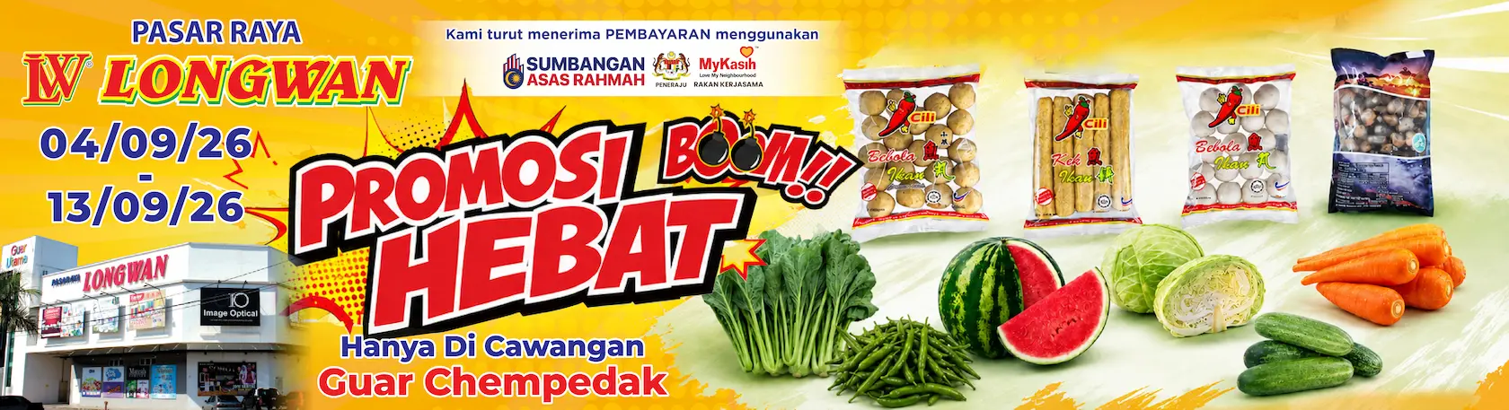 Promosi BOOM Hebat di Pasaraya Longwan Guar Chempedak, Kedah dari 4 - 13/9/2026