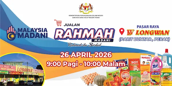 Jualan Rahmah Madani di Pasaraya Longwan Parit Buntar, Perak (26 Apr 2026)