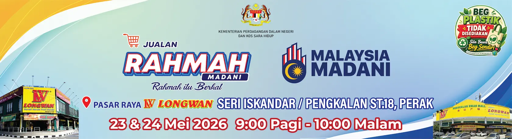 Jualan Rahmah Madani di Pasaraya Longwan Seri Iskandar & Pengkalan Station 18, Perak (23-24 May 2026)