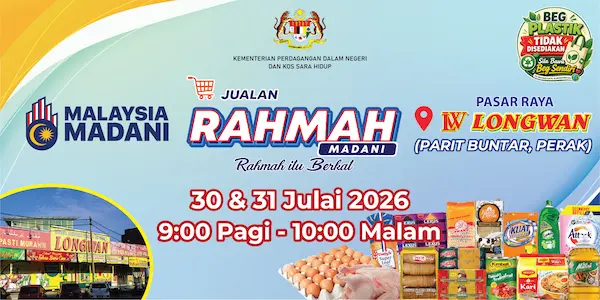 Jualan Rahmah di Pasaraya Longwan Parit Buntar, Perak pada 30 - 31 Jul 2026