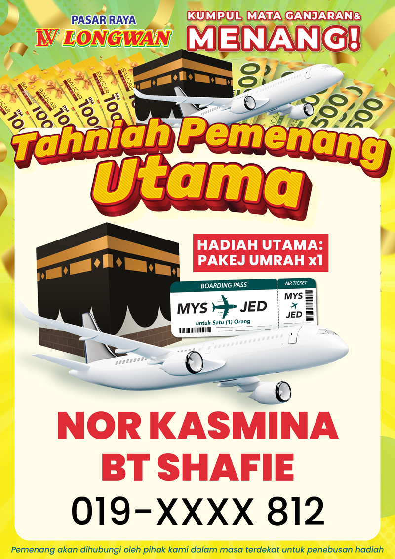 Pasaraya Longwan Kumpul Mata Ganjaran & Menang Winners List